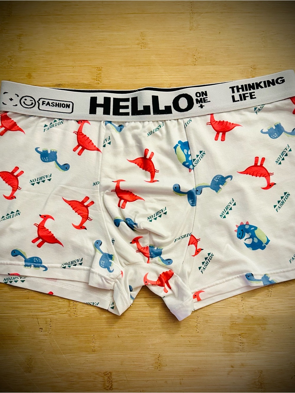Hello Life_White Dino Print Boxer Briefs